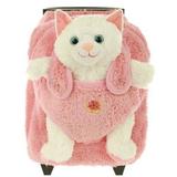 Kreative Kids Pink Kitty Cat Plush Rolling Backpack with Removable Stuffed Animal Toy and Retractable Handle