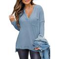 Womens Long Sleeve V Neck Pullover Sweaters Off Shoulder Waffle Knit Tops