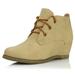 Women's Lace Up Oxford Wedge Booties Boot Ankle Winter Toe Short Boots Non Slip Comfortable Warm Fashion Round for Women Beige,pu,6, Shoelace Style Tan