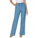 Woman Within Women's Plus Size Pull-On Elastic Waist Cotton Chambray Pants