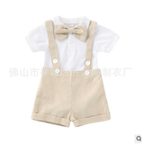 Lizxun 2 Pcs Baby's Suit, Stand Collar Romper, Suspender Trousers, Bow Tie