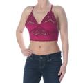 FREE PEOPLE Womens Maroon Eyelet Spaghetti Strap V Neck Crop Top Intimates Top Size L