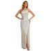 Ever-Pretty Womens Elegant Glitter One Shoulder Split Maxi Cocktail Ball Gown 00116 Rose Gold US10