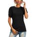 Sexy Dance S-XL Womens Summer Solid T Shirts Casual Beach Tee Blouse Short Sleeve Twisted Classic Fit Swim Beachwear Blouses Top Black M(US 8-10)