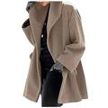 Mnycxen Women Shawl Collar Fleece Coat Elegant Blend Coats Long Coat Outerwear Jackets