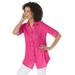 Woman Within Women's Plus Size Pintucked Button Down Gauze Shirt