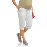 Maternity Full-Panel Casual Woven Convertible Capri Pants