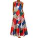 Women's Vintage Sleeveless Beach Maxi Dresses Summer Loose Floral Print Sundress