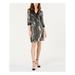 INC Womens Silver Mirror Ball Blazer 3/4 Sleeve V Neck Above The Knee Cocktail Dress Size: L