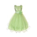 Absolutely Beautiful Sequined Bodice with Double Tulle Skirt Party flower Girl Dress-KD305-LimeGreen-4
