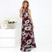 New Women Maxi Dress Halter Neck Floral Print Sleeveless Summer Beach Holiday Long Slip Dress