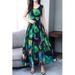 Junior Printed Chiffon Flare Long Skirt Dress