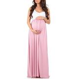 Splicing Maternity Dresses Round Neck Sleeveless Long Casual Sundress Pregnancy Dress Lady Clothes