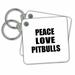 3dRose Peace Love and Pitbulls. Things that make me happy. Pitbull lover gift - Key Chains, 2.25 by 2.25-inch, set of 2