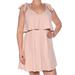 J.O.A. Womens Beige Tie Low Back Spaghetti Strap V Neck Above The Knee Fit + Flare Evening Dress Size: M