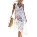 Women Pregnancy Boho Floral Strappy Midi Dresses Holiday Summer Beach Sundress