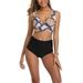 S-XL Ladies Women Two Piece Swimsuit Floral Juniors Swimwear Plus Size High Waist Bikini Set Beachwear Swimming Costumes Bathing Suit Push Up Padded Tops w/ Bikini Bottoms Backless Wire Free Bandage