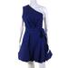 Derek Lam 10 Crosby Womens Lulu One Shoulder Bubble Hem Dress Navy Blue Size 10