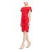 SLNY Womens Red Ruffled Sleeveless Off Shoulder Knee Length Sheath Party Dress Size 10P