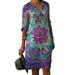 Sexy Dance Summer Casual Sundress For Women 3/4 Sleeve V Neck Baggy Mini Dress Beach Vacation Party Printed Dress