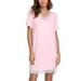 Sexy Dance Women Plain T Shirt Dress Lace Short Sleeve Dress Ladies Casual Loose Midi Dress Cozy Soft Long Tunic Tops Pink S