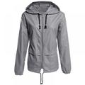 Gargrow Fashion Thin Section Ladies Waterproof Clothing Hooded Drawstring Outdoor Hiking Rain Jacket Women Jackets