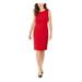 KASPER Womens Red Sleeveless Jewel Neck Knee Length Sheath Wear To Work Dress Size 6