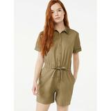 Free Assembly Women's Short Sleeve Drawstring Romper