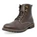 Bruno Marc Mens Ankle Boots Lace Up Motorcycle Combat Boots Oxford Leather Outdoor Ankle Boots STONE-01 DARK/BROWN Size 14