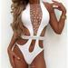 Atralife Swimsuit Women'S Aliexpress Diamond One-Piece Bikini Diamond Bikini Sexy European And American Swimsuit White L