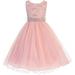 Big Girls' Lace Sequin Top Rhinestone Belt Flowers Girls Dresses Blush 10 (J36K70)