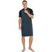 LELINTA Men's Big and Tall Sleepwear & Robes Sleep shirt Men's Crew Neck Nightshirts Short Sleeve Kaftan Nightwear Black/ Wine Red/ Grey/ Blue, Up Size To 3XL