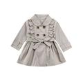 Bebiullo Toddler Baby Girl Trench Coat Casual Ruffle Jacket Windbreaker Outerwear