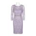 Cachet Scoop Neck Long Sleeve Illusion Embellished Zipper Back Floral Lace Dress-IRIS