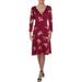 Leota Womens 3/4 Sleeves Knee-Length Wrap Dress