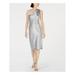 CONNECTED Womens Silver One Shoulder Metallic Sleeveless Asymmetrical Neckline Knee Length Sheath Party Dress Size: 16