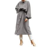 ZANZEA Women Autumn Full Sleeve Belted Muslim Loose Shirt Dress Casual Blouse Dresses