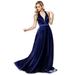 Amelia Couture Womens Royal Blue Crystal Belt Halter Maxi Dress