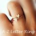 Minimalist Engraved 26 Initial Letter Heart Rings For Women