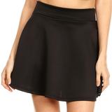 Sakkas Womens Basic Versatile Stretchy Flared Casual Mini Skater Skirt Made in USA - Black - Medium