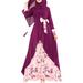 Women's Floral Printed Muslim Bow Knot Long Sleeve Casual Maxi Dress