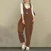 Women Summer Cotton Linen Rompers Jumpsuits Vintage Sleeveless Backless Overalls Strapless Plus Size Playsuit