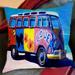 Ebern Designs Leticija The Love Surf Bus Square Cotton Throw Pillow Polyester/Polyfill/Cotton | 16 H x 16 W x 2 D in | Wayfair MCRR5816 28015195