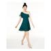 CITY STUDIO Womens Green Sleeveless Asymmetrical Neckline Short Fit + Flare Formal Dress Size 9