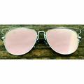 Technologic Futuristic Flat Mirror Metal Bar Top Women Square Sunglasses - Pink Mirror Lens Lens, Silver Frame