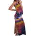 Alloet Sleeveless Crew Neck Pregnant Women Tie-dye Print Split Dresses
