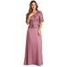 Fanny Fashion Womens Purple Lace Bodice V-neckline Evening Gown