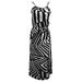 Hirigin Women Casual Slim Black White Striped Maxi Dress Chiffon Sleeveless Halter Neck Elegant Dress