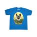 Inktastic Bee Happy with Cute Cat in Flowers Teen Short Sleeve T-Shirt Unisex Pacific Blue XL