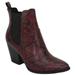 Soda Women Ankle Boots Elastic Slip On Booties Block Heel Pointy Toe MATTHEW-S Red Burgundy Python 11